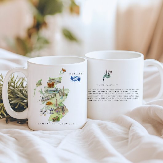 Watercolor Illustrated Map Scotland | Monogram Kaffeetasse