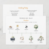 Watercolor Illustrated Wedding day Timeline  Programm (Vorne/Hinten)
