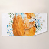 watercolor illustration of a sleeping fox, red fox badehandtuch (Badehandtuch)