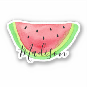 Watercolor im Sommer Wassermelone Slice Name Aufkleber