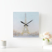 Watercolor | Image of Eiffel Towe Quadratische Wanduhr (Zuhause)