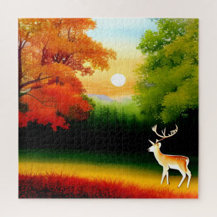 Watercolor in den Jahreszeiten ändern - Herbst Som Puzzle