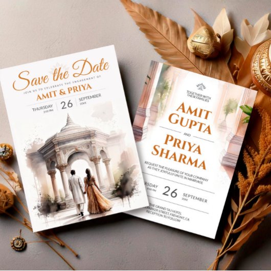 Watercolor Indian Wedding Template, Mandap Sikh Einladung