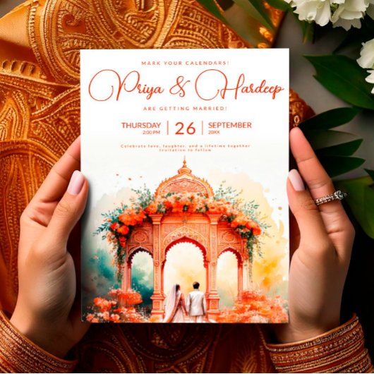 Watercolor Indian Wedding Template, Mandap Sikh Einladung
