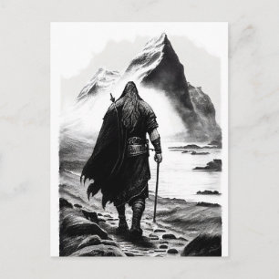 Watercolor ink pencil of Viking warrioir Postkarte