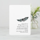 Watercolor-inspirierte Feder-Hochzeit - Schwarzes Einladung (Stehend Vorderseite)