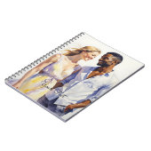 Watercolor Interracial Couple Art Sommerportrait Notizblock (Linke Seite)