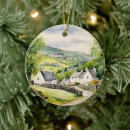 Watercolor Ireland Village Keramik Ornament
