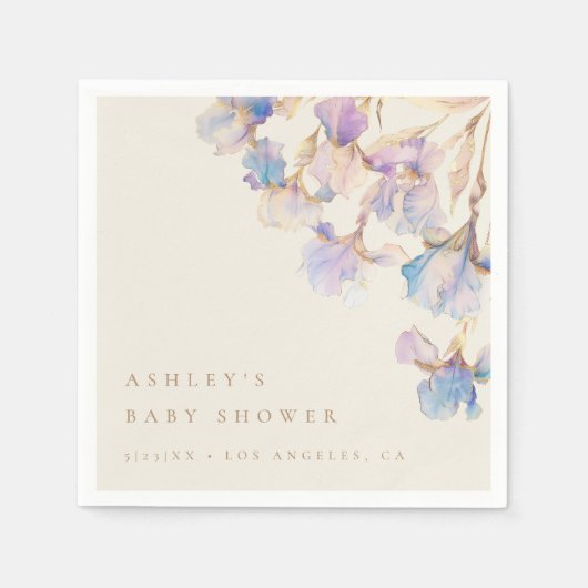 Watercolor Iris Baby Dusche Serviette (Vorderseite)