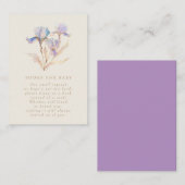Watercolor Iris Babydusche Buchungsanfrage Begleitkarte (Vorne/Hinten)