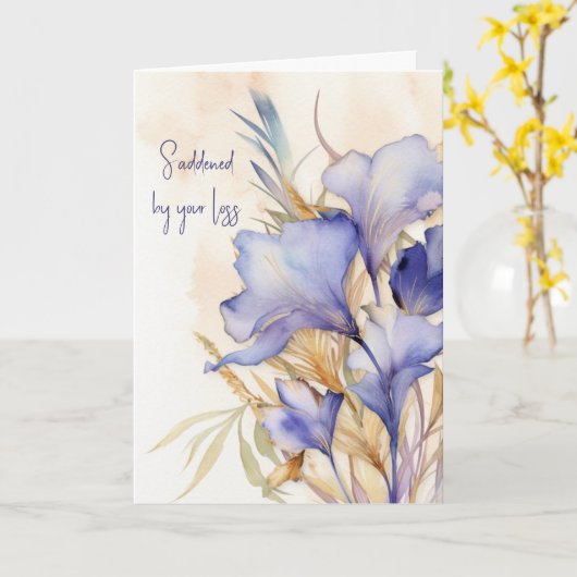 Watercolor Iris Bouquet Beileid Karte (Gelbe Blume)