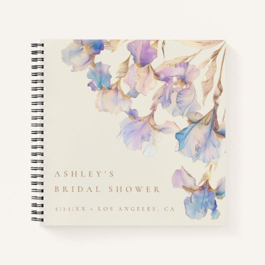 Watercolor Iris Brautparty Gästebuch Notizblock (Vorderseite)