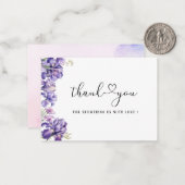 Watercolor Iris Lilac Blume Brautparty Mitteilungskarte (Vorderseite/Rückseite Beispiel)