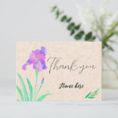 Watercolor Iris on marble background Dankeskarte (Stehend Vorderseite)