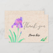 Watercolor Iris on marble background Dankeskarte (Vorne/Hinten)