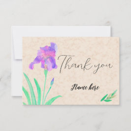 Watercolor Iris on marble background Dankeskarte