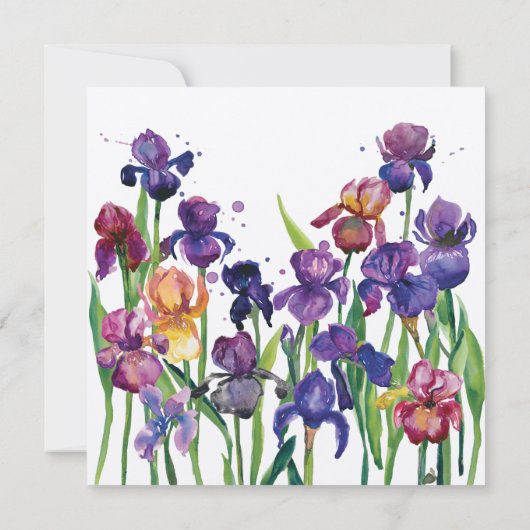 Watercolor Iris Wedding Einladung (Rückseite)