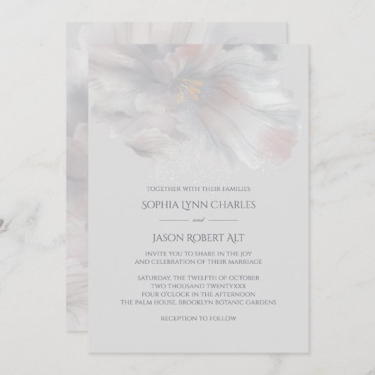 Watercolor Iris Wedding Einladung (Vorne/Hinten)