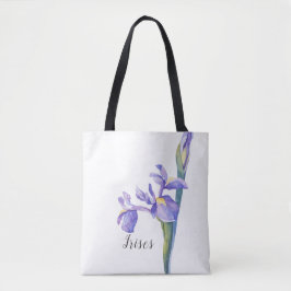 Watercolor Irises Floral Tasche
