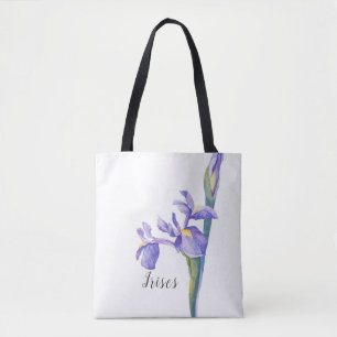 Watercolor Irises Floral Tasche