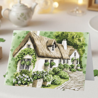Watercolor Irish Cottage St. Patrick's Day Card Karte