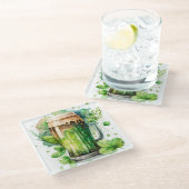 WATERCOLOR IRISH GREEN BIEN IN EINER TASSE GLASUNTERSETZER (Schrägansicht)