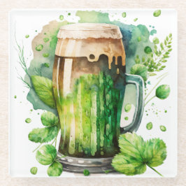 WATERCOLOR IRISH GREEN BIEN IN EINER TASSE GLASUNTERSETZER