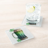 WATERCOLOR IRISH GREEN BIEN IN EINER TASSE GLASUNTERSETZER (Schrägansicht)