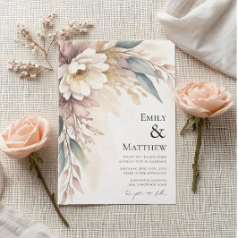 Watercolor Ivory Floral Wedding Invitation Einladung