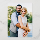 Watercolor Ivy Ferns Sage Foto Wedding Gold Folieneinladung (Rückseite)