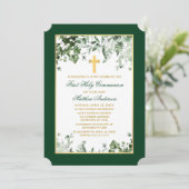 Watercolor Ivy Ferns Sage Green Gold Communion Einladung (Stehend Vorderseite)