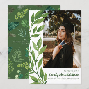 Watercolor Ivy Green Plant Graduation Announcement Einladung