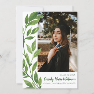 Watercolor Ivy Green Plant Graduation Announcement Einladung