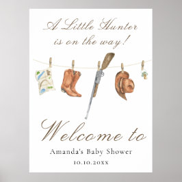 Watercolor Jäger Baby Shower Willkommen Poster