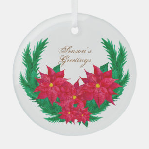 Watercolor Jahreszeit Grüße Poinsettias Ornament Aus Glas