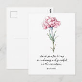 WATERCOLOR JANUARY CARNAARY GEBURTSGEBURT-BLUME POSTKARTE (Vorne/Hinten)