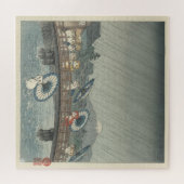 Watercolor Japanese Kittens & Rain Shower Parody Puzzle (Horizontal)