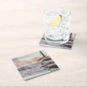 Watercolor Japanese Pagoda & Mount Fuji Rechteckiger Pappuntersetzer (Vor Ort)