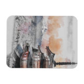 Watercolor Japanese Pagoda & Mt. Fuji Magnet (Horizontal)