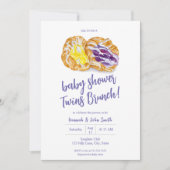 Watercolor Jelly Danisins Twins Baby Brunch Einladung (Vorderseite)