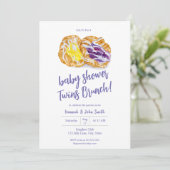 Watercolor Jelly Danisins Twins Baby Brunch Einladung (Stehend Vorderseite)
