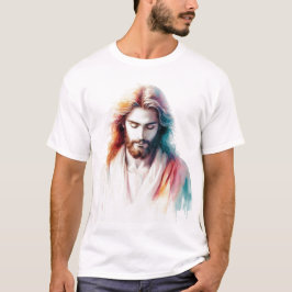 Watercolor Jesus Christ Portrait - Serene & Spirit T-Shirt