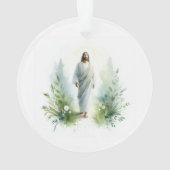 Watercolor Jesus Christ with Botanical Elements - Ornament (Rückseite)