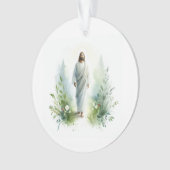 Watercolor Jesus Christ with Botanical Elements - Ornament (Vorderseite)