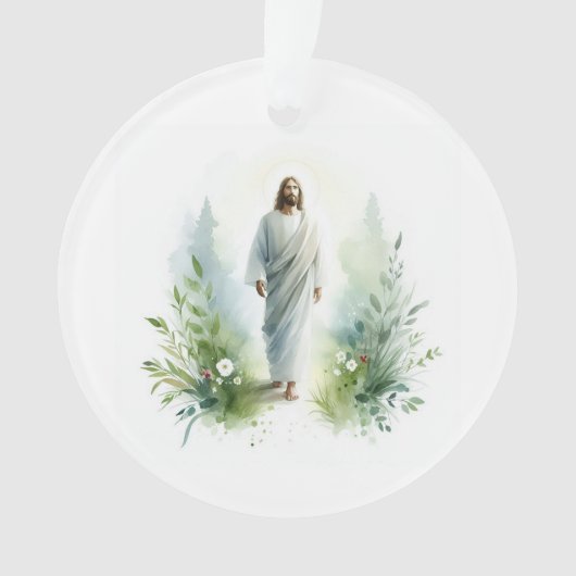 Watercolor Jesus Christ with Botanical Elements - Ornament (Vorderseite)
