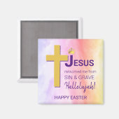 Watercolor JESUS RANSOMED ME Happy Oaster Magnet (Vorderseite/Rückseite)
