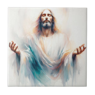 Watercolor Jesus with Open Arms - Inspiring Christ Fliese
