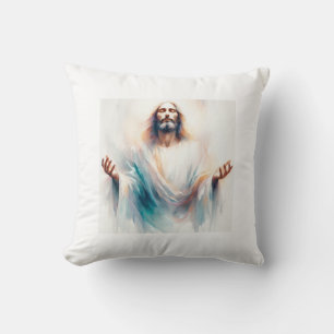 Watercolor Jesus with Open Arms - Inspiring Christ Kissen