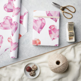 Watercolor Jeweled Hearts Pattern Valentinstag Geschenkpapier