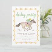 Watercolor Jockey Derby Party Horace Einladung (Stehend Vorderseite)